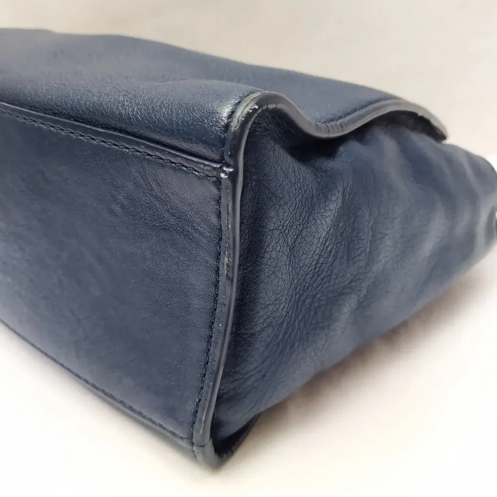 Michael Kors Blue Leather Zipper Closure Crossbody Bag